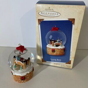 Hallmark Snow Globe Ornament Sleigh Ride 2nd in Series 2003